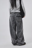 Front yoke stone washed denim pants