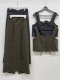 Marvel Stripe Belted H-Line Skirt
