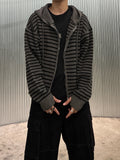 Stripe Over Hood Knit Zip-Up