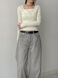 Henley Neck Ribbed Slim Fit T-Shirt