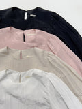 [Scarf SET] Wrinkle Round Blouse