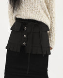Pleated layered snap skirt