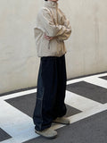 Half and Half Denim Balloon String Pants