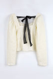 Back Ribbon Square Blouse