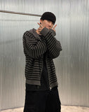 Stripe Over Hood Knit Zip-Up