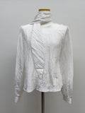 [Scarf SET] Wrinkle Round Blouse