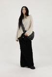 Pleated layered snap skirt