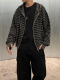 Stripe Over Hood Knit Zip-Up
