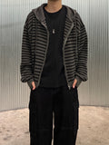 Stripe Over Hood Knit Zip-Up