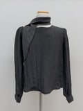[Scarf SET] Wrinkle Round Blouse