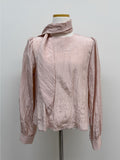 [Scarf SET] Wrinkle Round Blouse