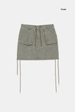 Denim solid pocket mini skirt
