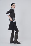 Shoulder snap wide-neck long sleeve