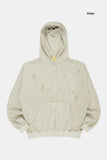 Petra pigment damaged hood zip-up