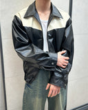 Lupon collar leather jacket