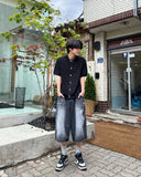 Scented Black Washed Bermuda Pants
