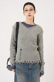 Linda wool damage V-neck knit