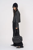Padded glossy leather shoulder bag