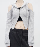 Dinotic Off-Shoulder Hooded Zip-Up
