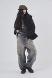 Smoke washed denim hooded jumper