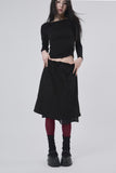 Part shirring wide-neck crop long sleeve