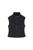 Frey high-neck shirring sweater vest