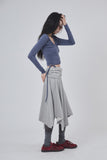 Fold crop flare midi skirt