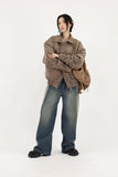 Side cotton denim pants