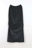 Velvet long shirring skirt