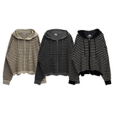 Stripe Over Hood Knit Zip-Up