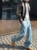 Crop Washing Leather Line Jacket
