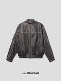 Crop Washing Leather Line Jacket