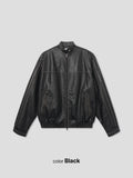 Crop Washing Leather Line Jacket
