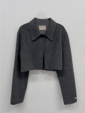 [wool90%/handmade] Collar slit handmade short jacket