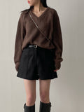 [wool30%] Riddle Mohair V-neck loose fit knit