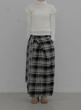 Check Strap Wrap Long Skirt
