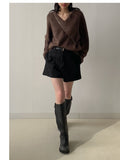 [wool30%] Riddle Mohair V-neck loose fit knit