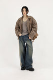 Side cotton denim pants