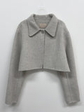 [wool90%/handmade] Collar slit handmade short jacket