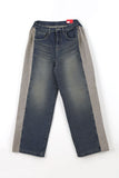 Side cotton denim pants