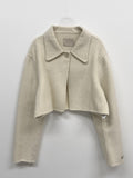 [wool90%/handmade] Collar slit handmade short jacket