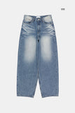 Embo washed over denim pants
