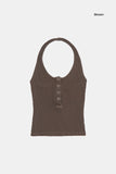 Caley pigment halter-neck sleeveless top