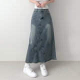 Chiffon Long Denim Skirt