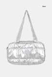 Padded glossy leather shoulder bag