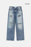 Flare distressed denim pants