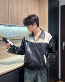 Lupon collar leather jacket