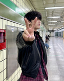 track leather jacket