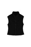 Frey high-neck shirring sweater vest