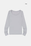 Shoulder snap wide-neck long sleeve